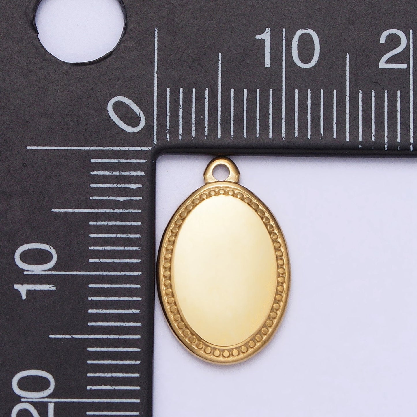 Mini Stainless Steel Oval Charm in Gold & Silver Geometric Pendant Lead Nickel Free Tarnish Free | P-906