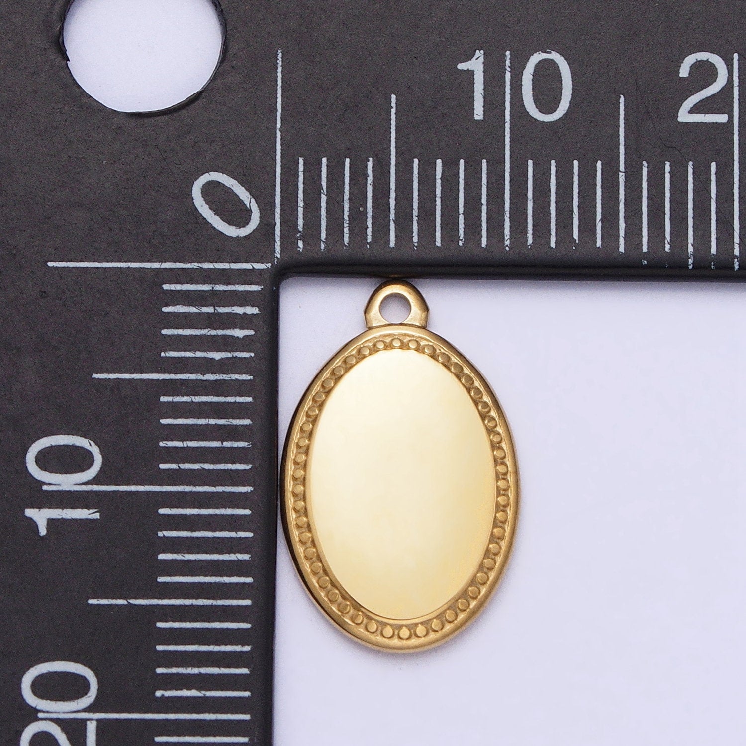Mini Stainless Steel Oval Charm in Gold & Silver Geometric Pendant Lead Nickel Free Tarnish Free | P-906