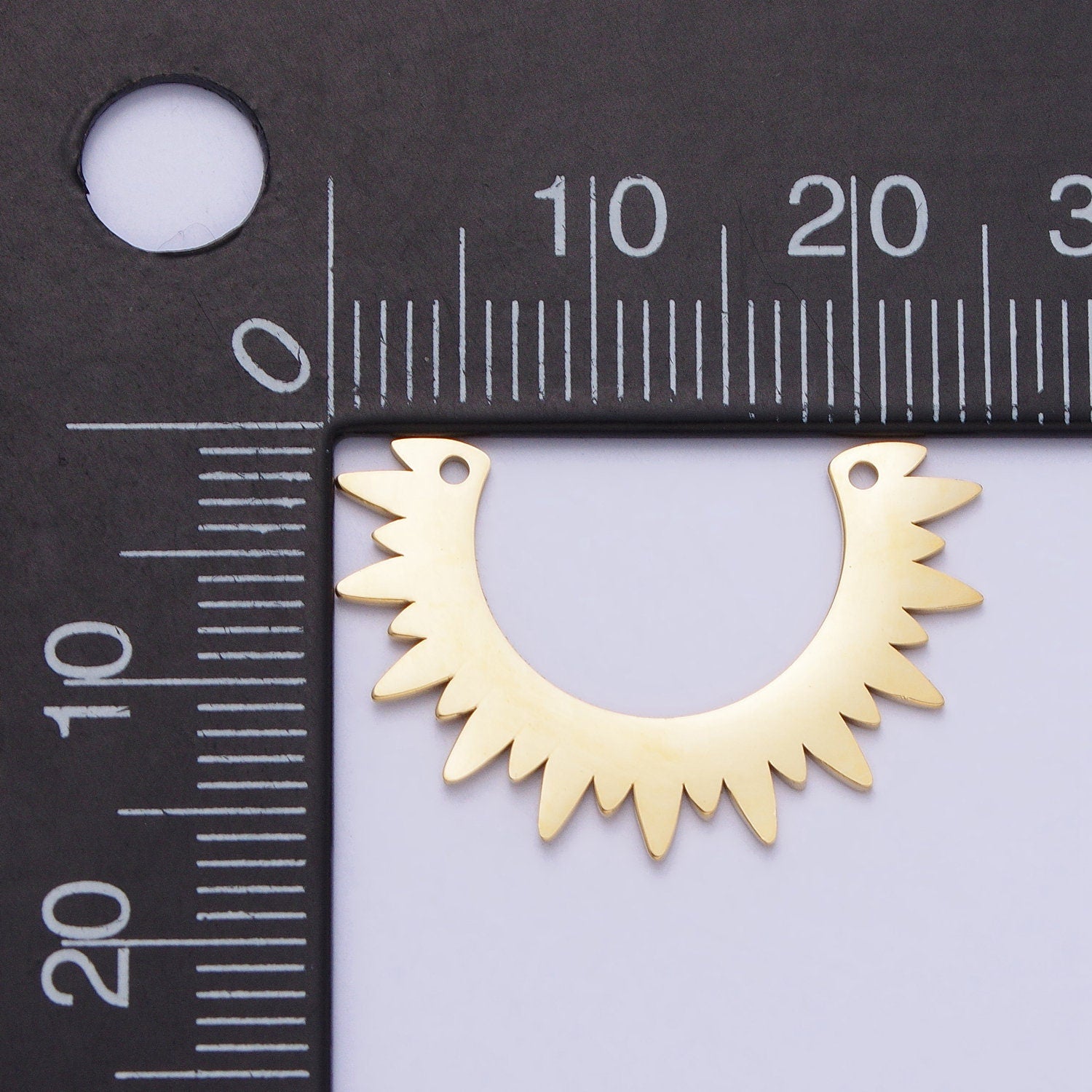 Half Sun Charm Stainless Steel Gold Sun Ray Charm Connector Lead Nickel Free Celestial Link Connector for Tribal Jewelry Necklace P-909