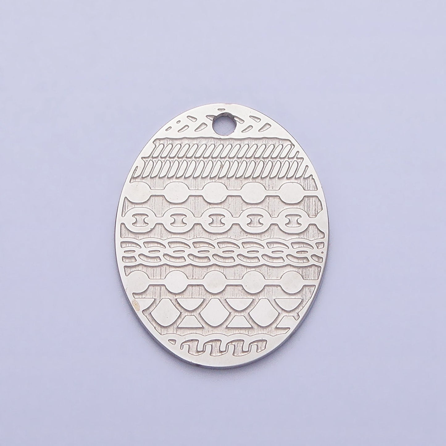 Stainless Steel Easter Egg Charm Pattern Egg Pendant Laser Cut Findings Lead Nickel Free Tarnish Resistant Charm P-895