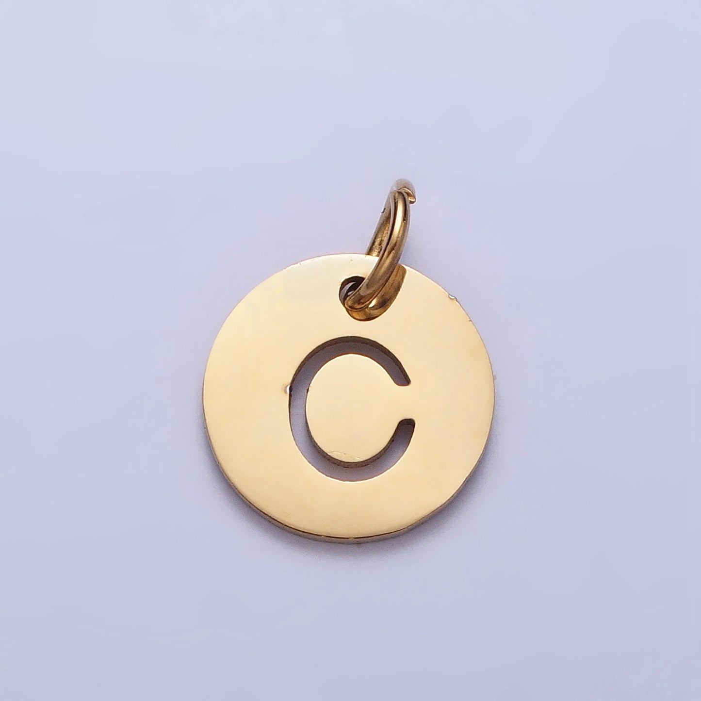 Small Stainless Steel Round Initial Alphabet Personalized Mini Add-On Charm in Gold Tarnish Free Lead Nickel Free Jewelry | A403-A415