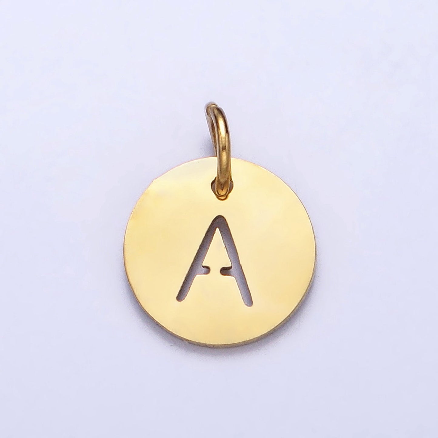 Small Stainless Steel Round Initial Alphabet Personalized Mini Add-On Charm in Gold Tarnish Free Lead Nickel Free Jewelry | A403-A415