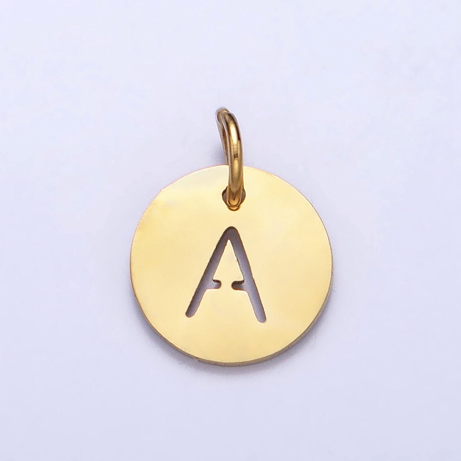 Small Stainless Steel Round Initial Alphabet Personalized Mini Add-On Charm in Gold Tarnish Free Lead Nickel Free Jewelry | A403-A415