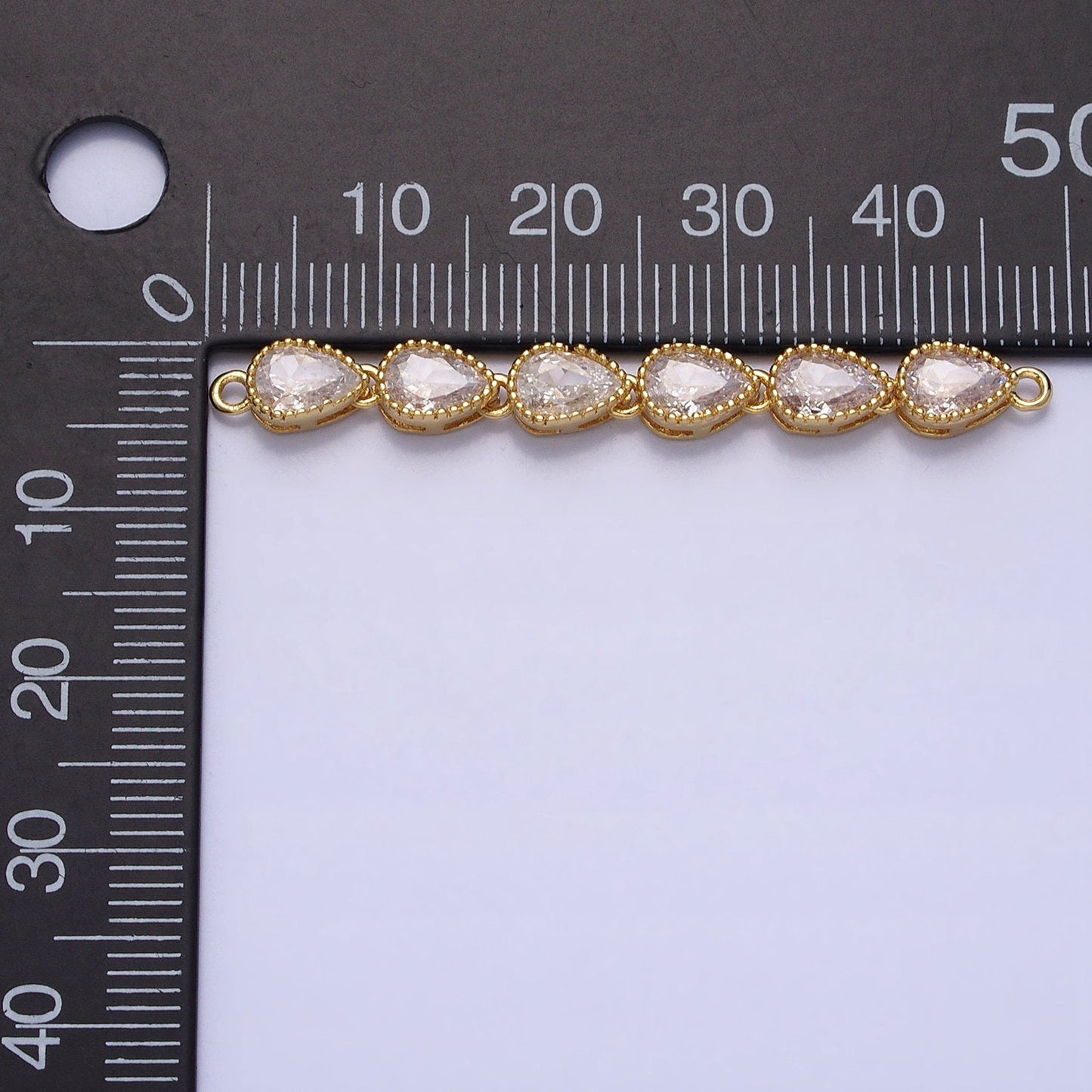Bendable Gold Tear Drop Long Bar Connector, CZ Micro Pave Silver Pear Link Connector Necklace Jewelry Making Y-817