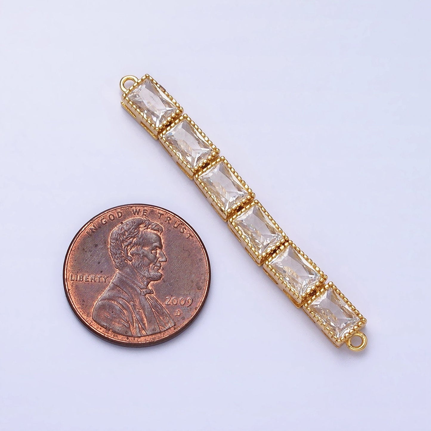 Bendable Gold Six Rectangle Long Bar Connector, CZ Micro Pave Silver Geometric Link Connector Necklace Jewelry Making Y-816