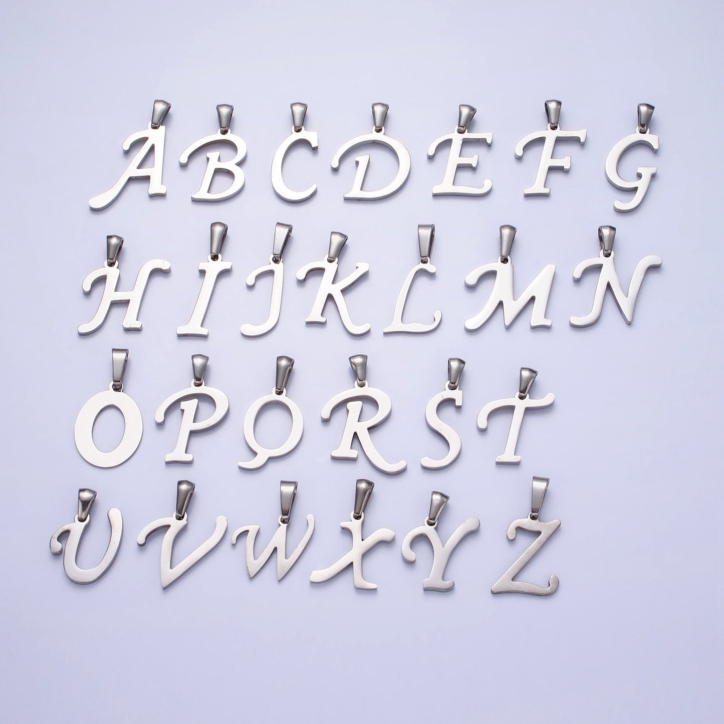 Stainless Steel Custom Script Initial Necklace Charm Alphabet pendant DIY Letter Name Personalized jewelry making Supply A326-A338