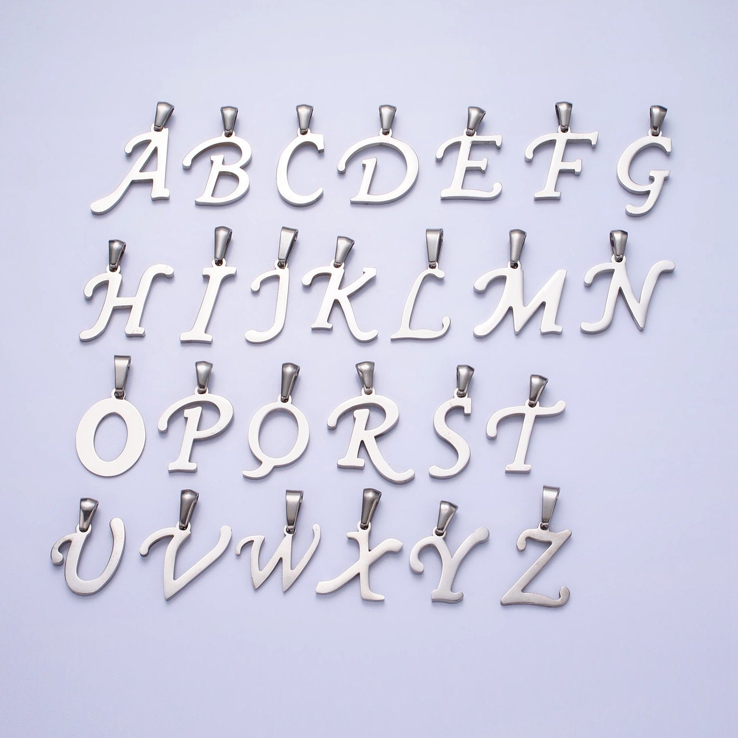 Stainless Steel Custom Script Initial Necklace Charm Alphabet pendant DIY Letter Name Personalized jewelry making Supply A326-A338
