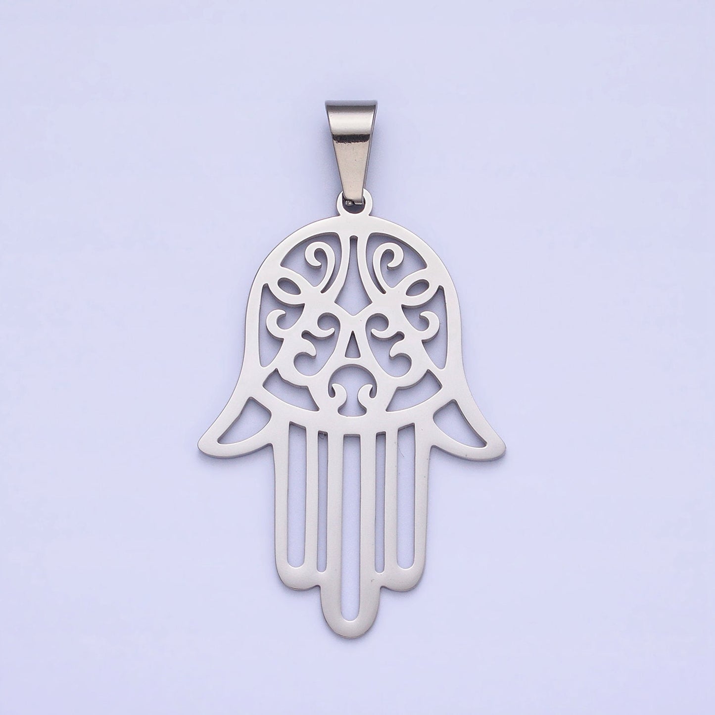 Stainless Steel Hamsa Hand Charm Gold Filigree Hand of Fatima Pendant Necklace Charm Lead nickel Free Tarnish Free J712