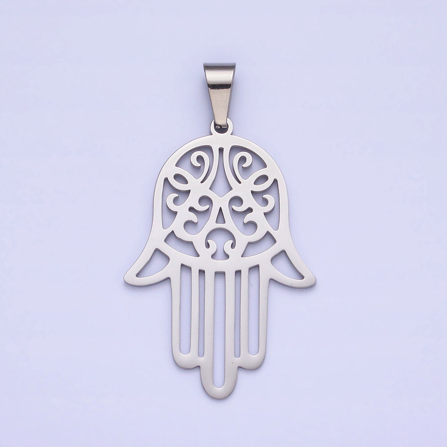 Stainless Steel Hamsa Hand Charm Gold Filigree Hand of Fatima Pendant Necklace Charm Lead nickel Free Tarnish Free J712