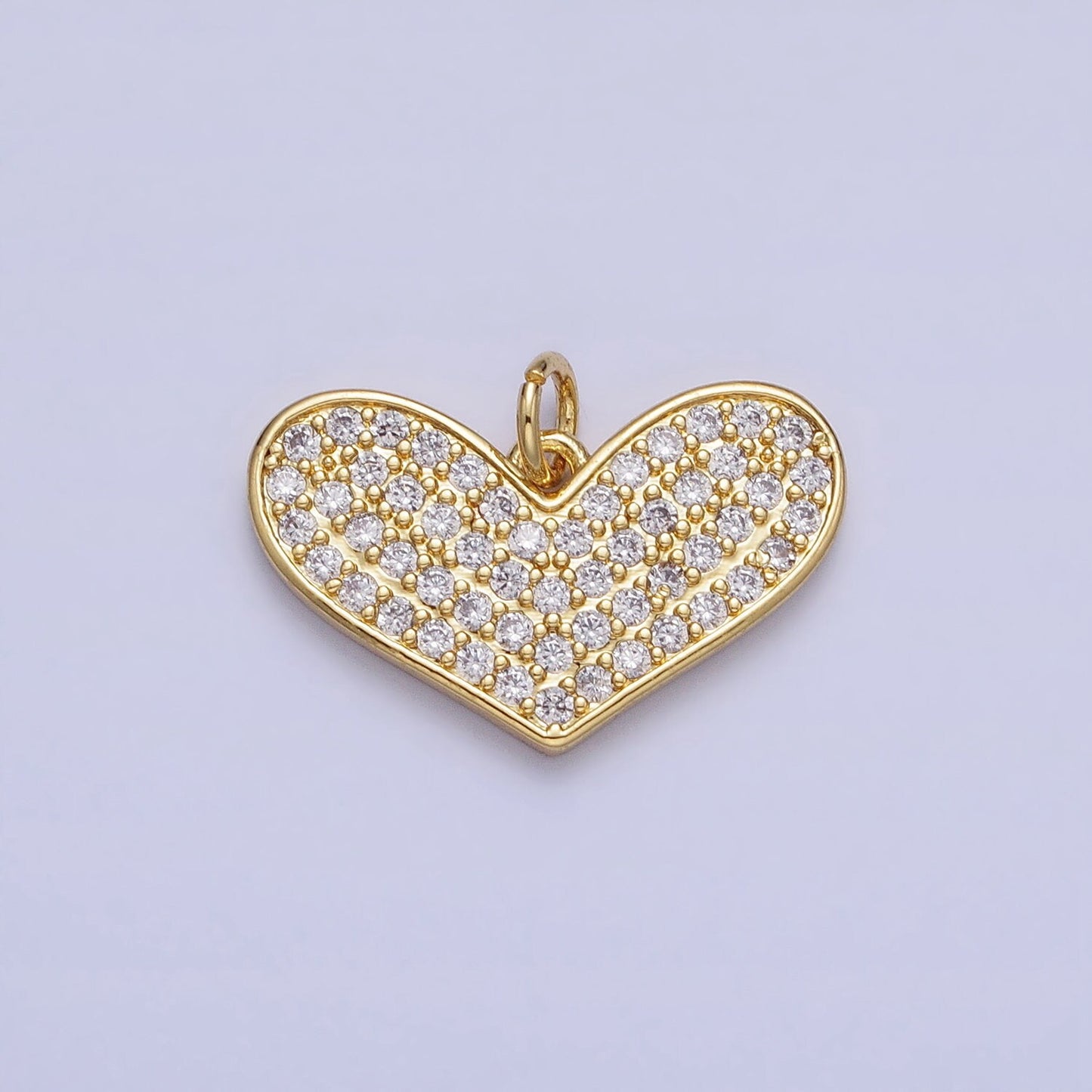 Dainty Gold Micro Pave Heart Pendant Charm for Mother Day Handmade Jewelry Inspired CZ Heart Charm AC354
