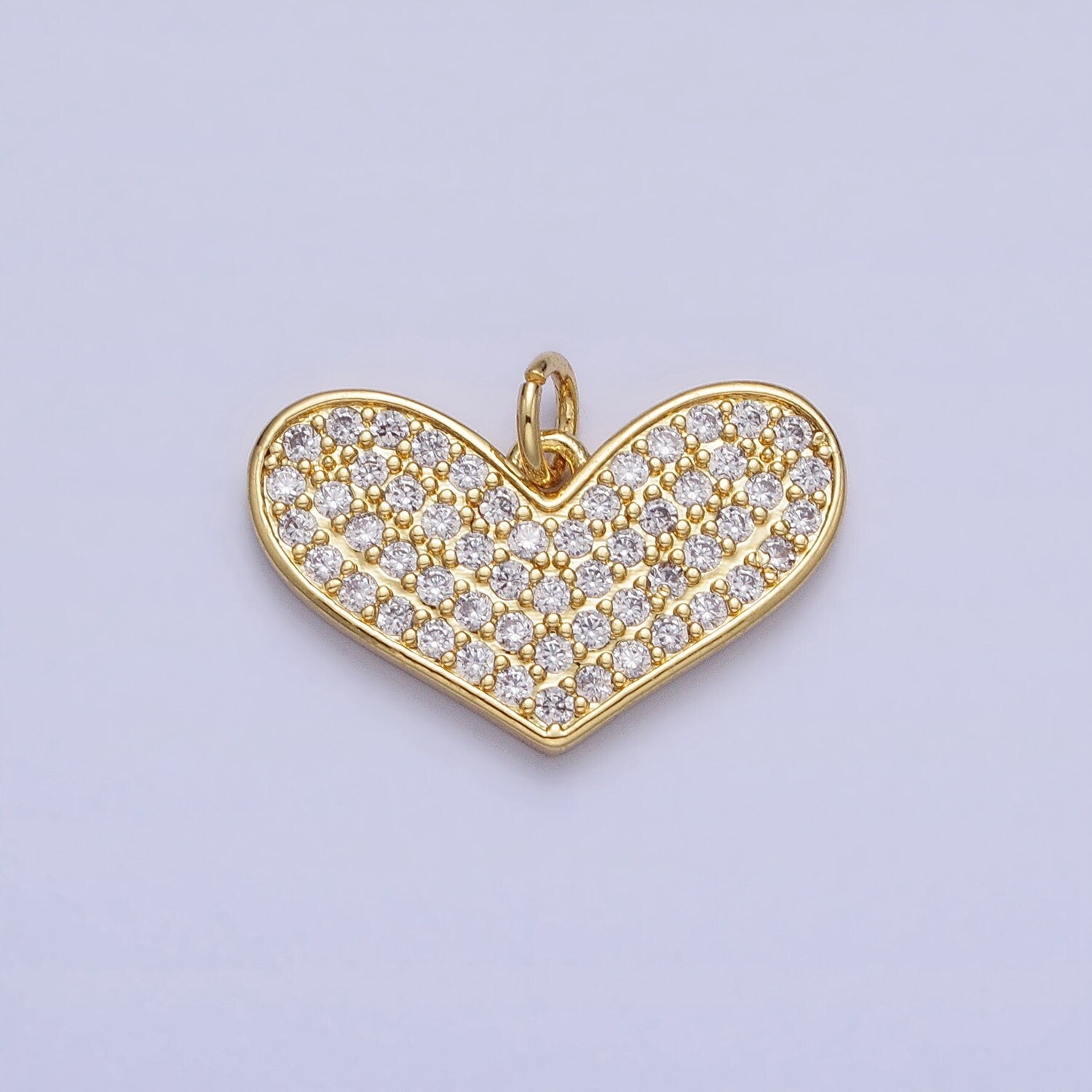 Dainty Gold Micro Pave Heart Pendant Charm for Mother Day Handmade Jewelry Inspired CZ Heart Charm AC354