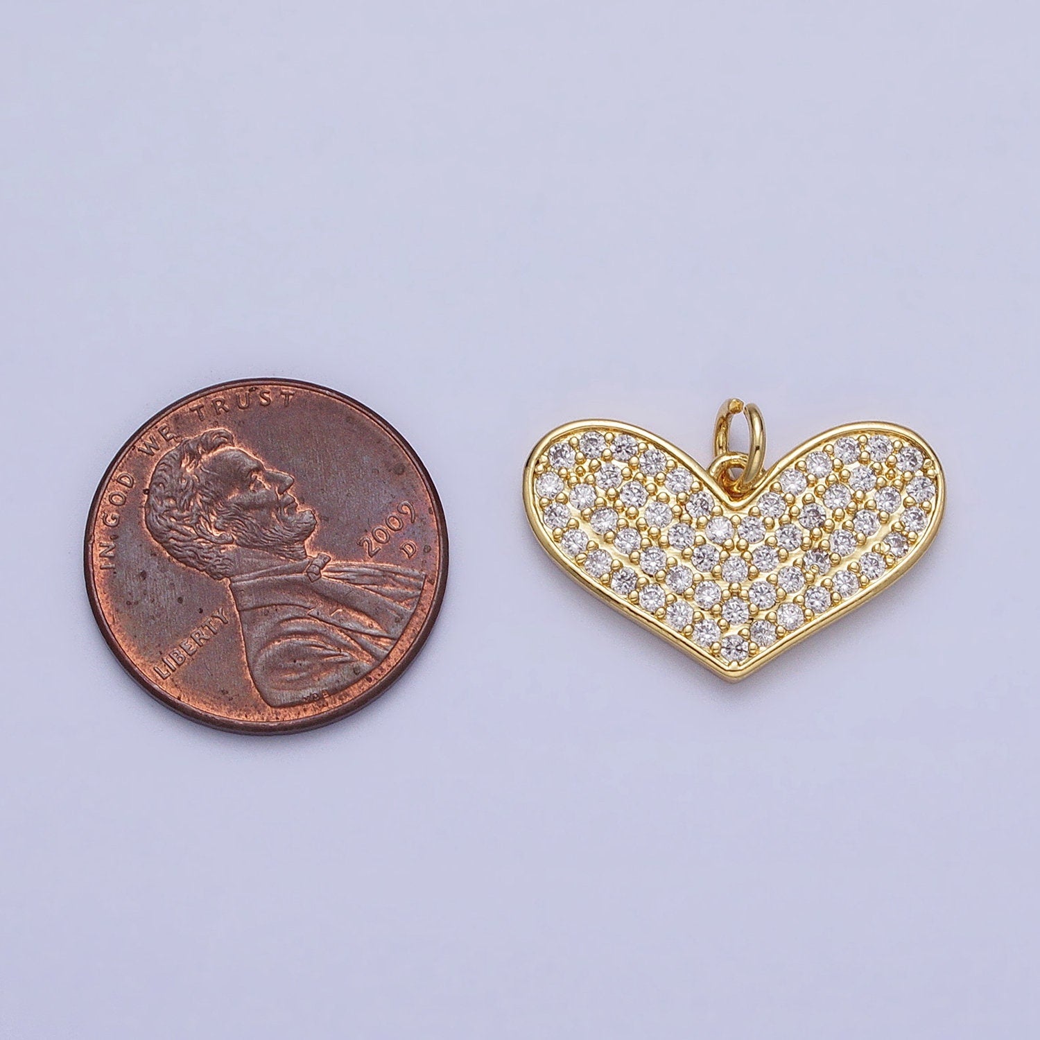 Dainty Gold Micro Pave Heart Pendant Charm for Mother Day Handmade Jewelry Inspired CZ Heart Charm AC354