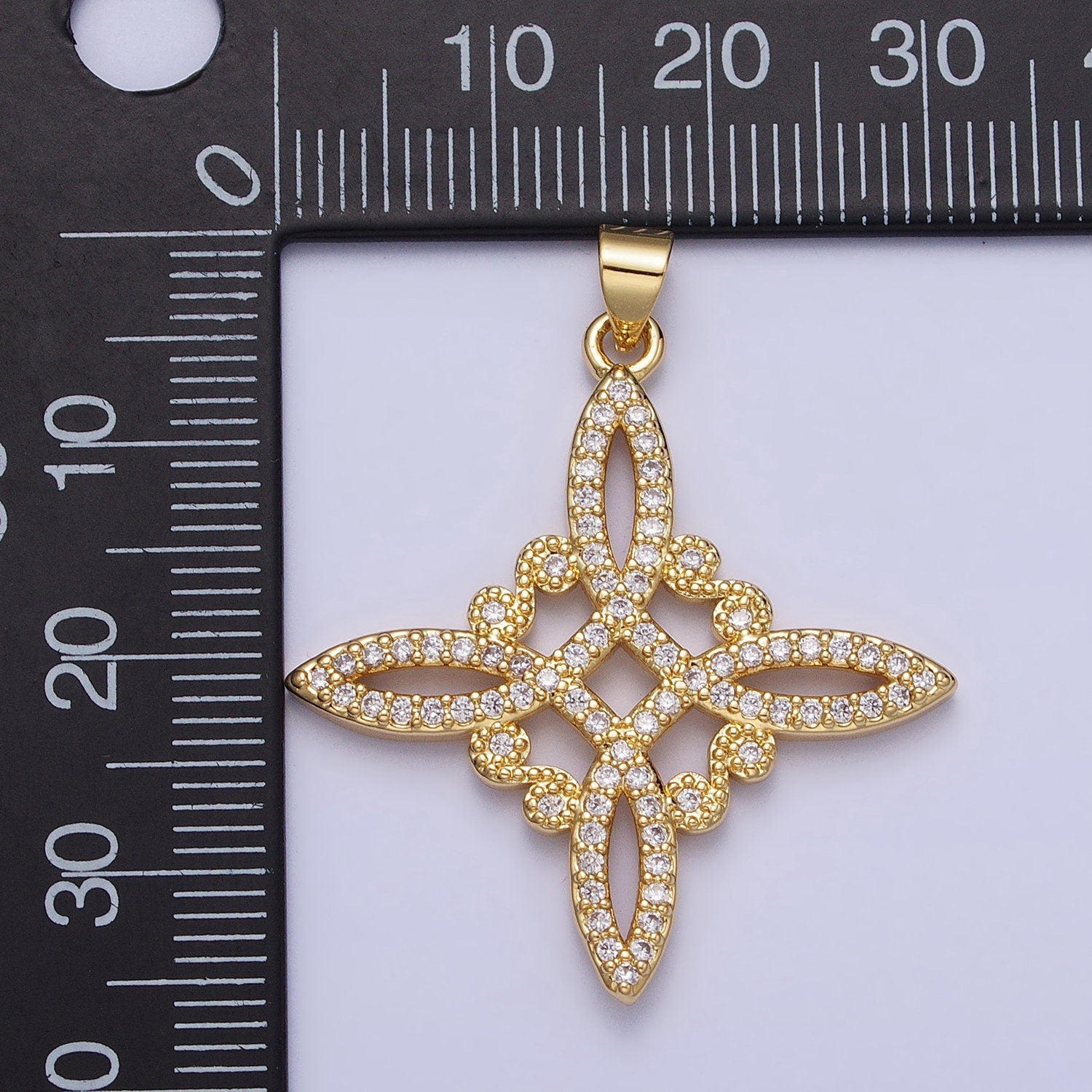 14K Gold Filled Celtic Irish Scottish Open Knot Design Cross Pendant Charm Eternity Love Strength Statement Necklace AA145