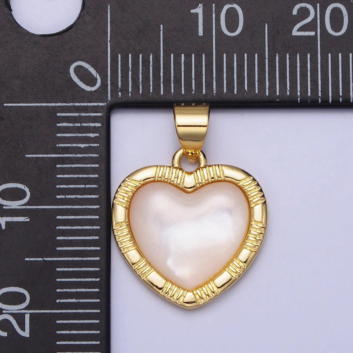 Shell Pearl Beaded Heart Charm in Gold Plated over Brass Pendant for Valentine Jewelry Gift Idea Making AA152