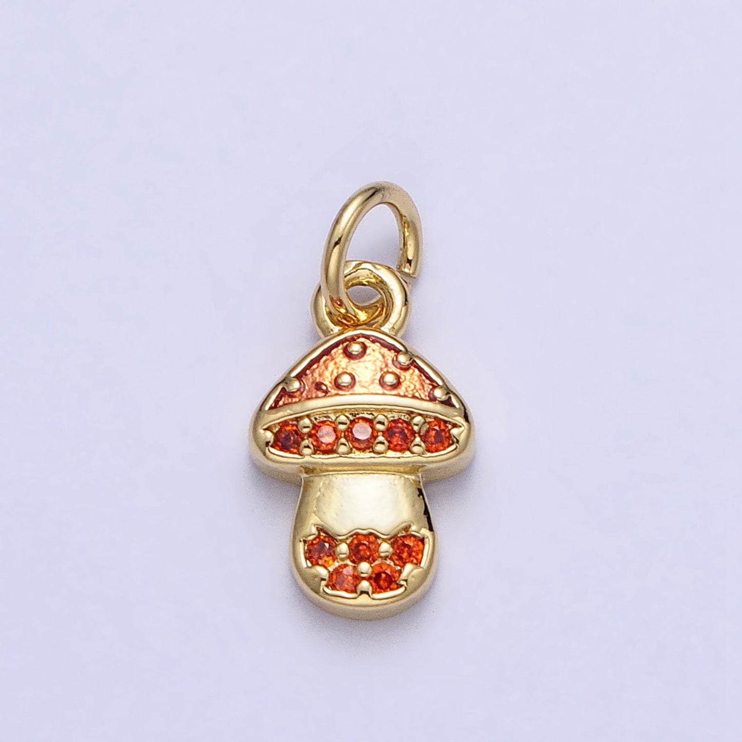 Dainty Gold Plated Magic Mushroom Charm Orange Mushroom Pendant Novelty Charm Fungi Jewelry Gift Funky for Bracelet Necklace Earring AC359