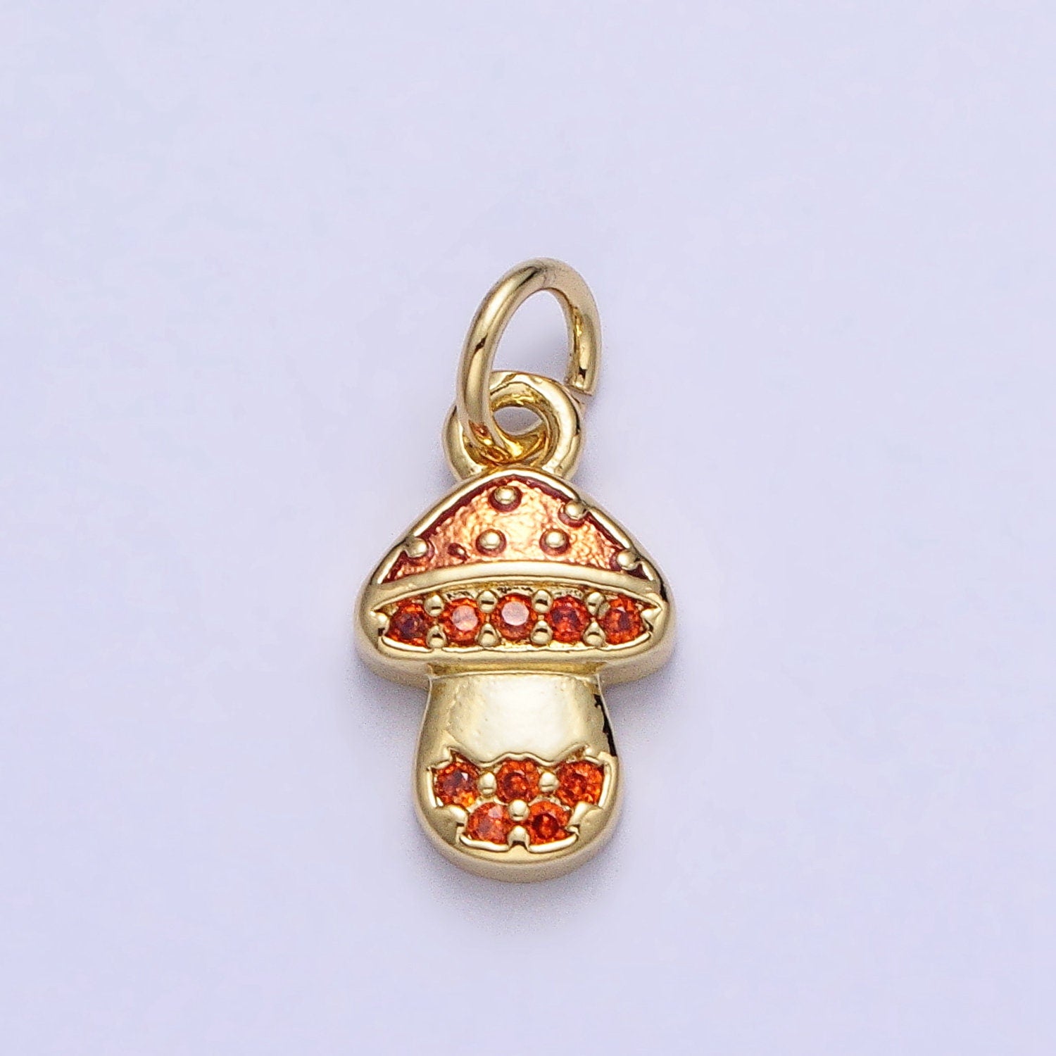 Dainty Gold Plated Magic Mushroom Charm Orange Mushroom Pendant Novelty Charm Fungi Jewelry Gift Funky for Bracelet Necklace Earring AC359