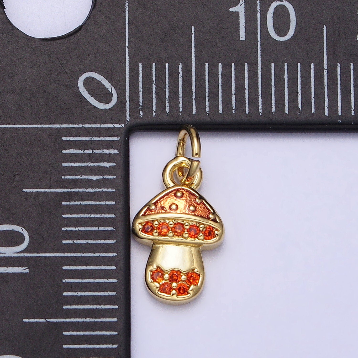 Dainty Gold Plated Magic Mushroom Charm Orange Mushroom Pendant Novelty Charm Fungi Jewelry Gift Funky for Bracelet Necklace Earring AC359