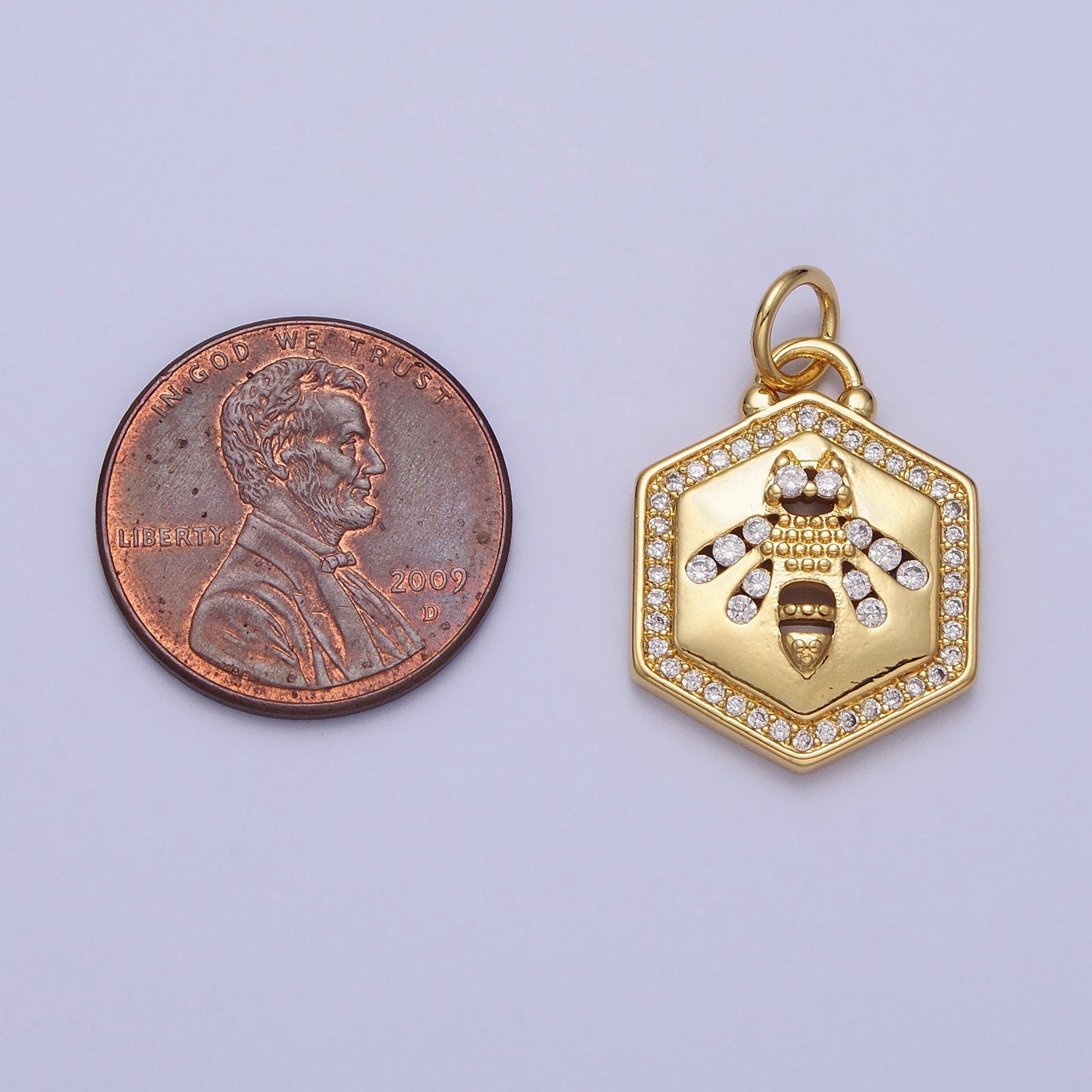 Mini Gold Plated Bee Charm Necklace Bracelet Earring Supply Micro Pave CZ Charm AC378