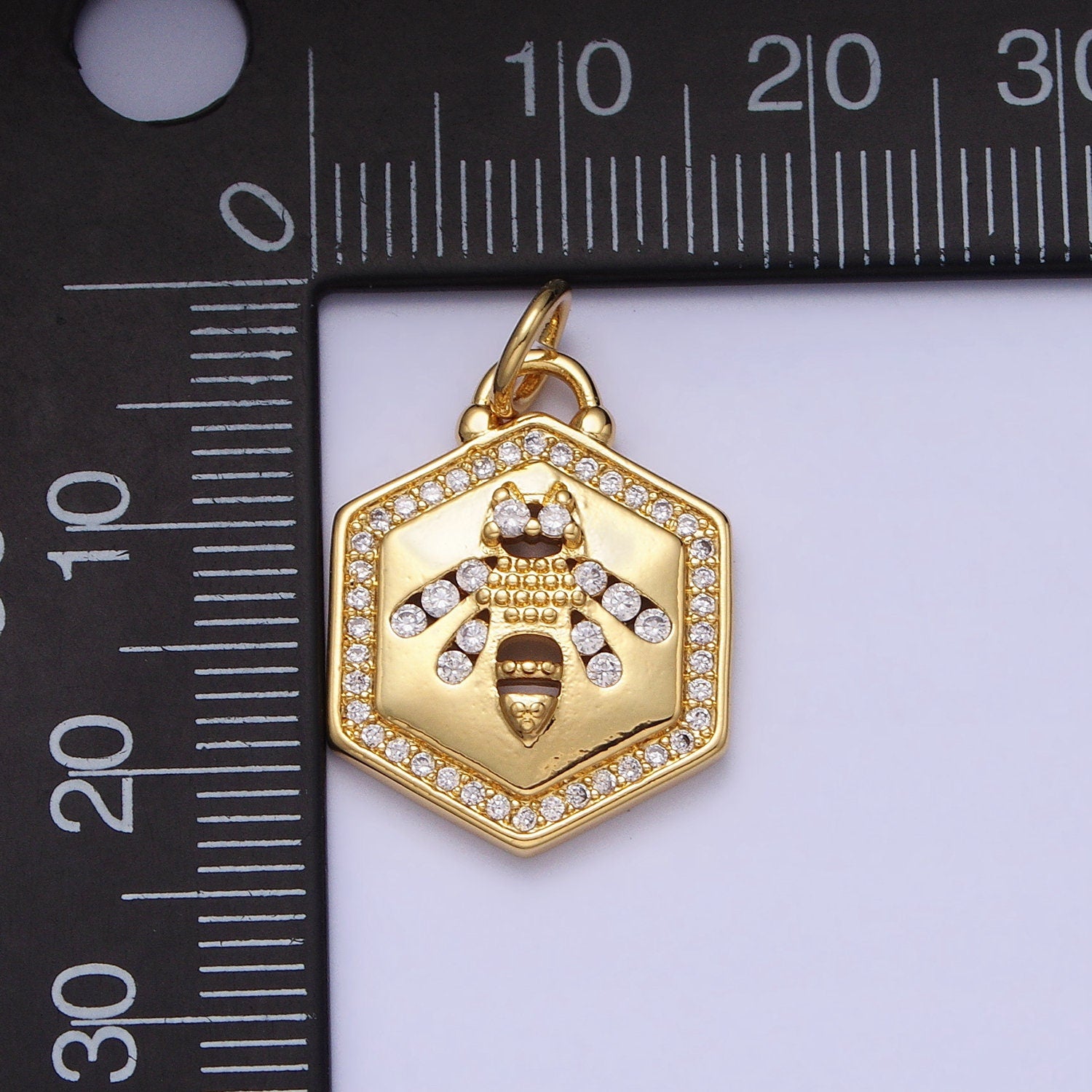 Mini Gold Plated Bee Charm Necklace Bracelet Earring Supply Micro Pave CZ Charm AC378