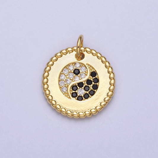 Mini Cubic Yin Yang Pendant Gold Plated CZ Buddha Charm Yoga Relationship Couple Y2K Jewelry AC379