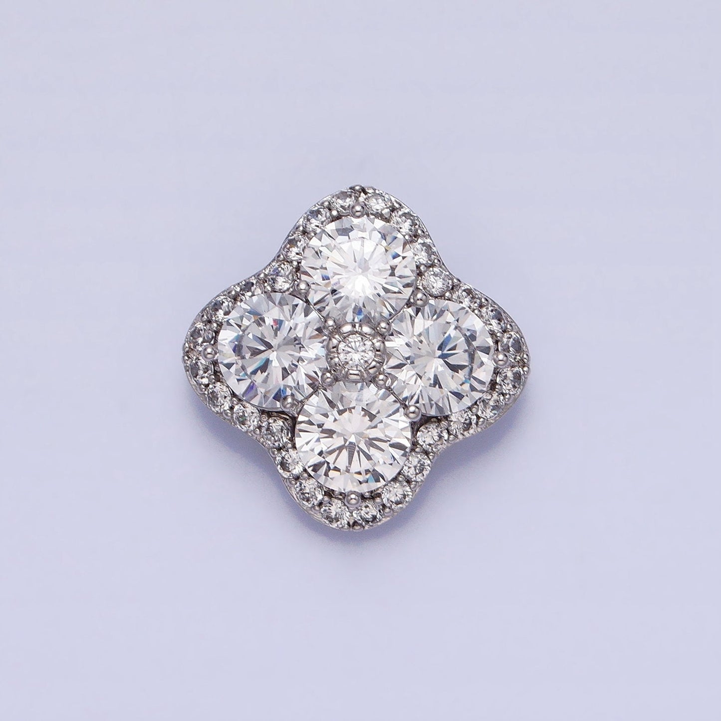Mini Clover Charm Micro Pave Silver Four Leaf Pendant Minimalist Jewelry AA250