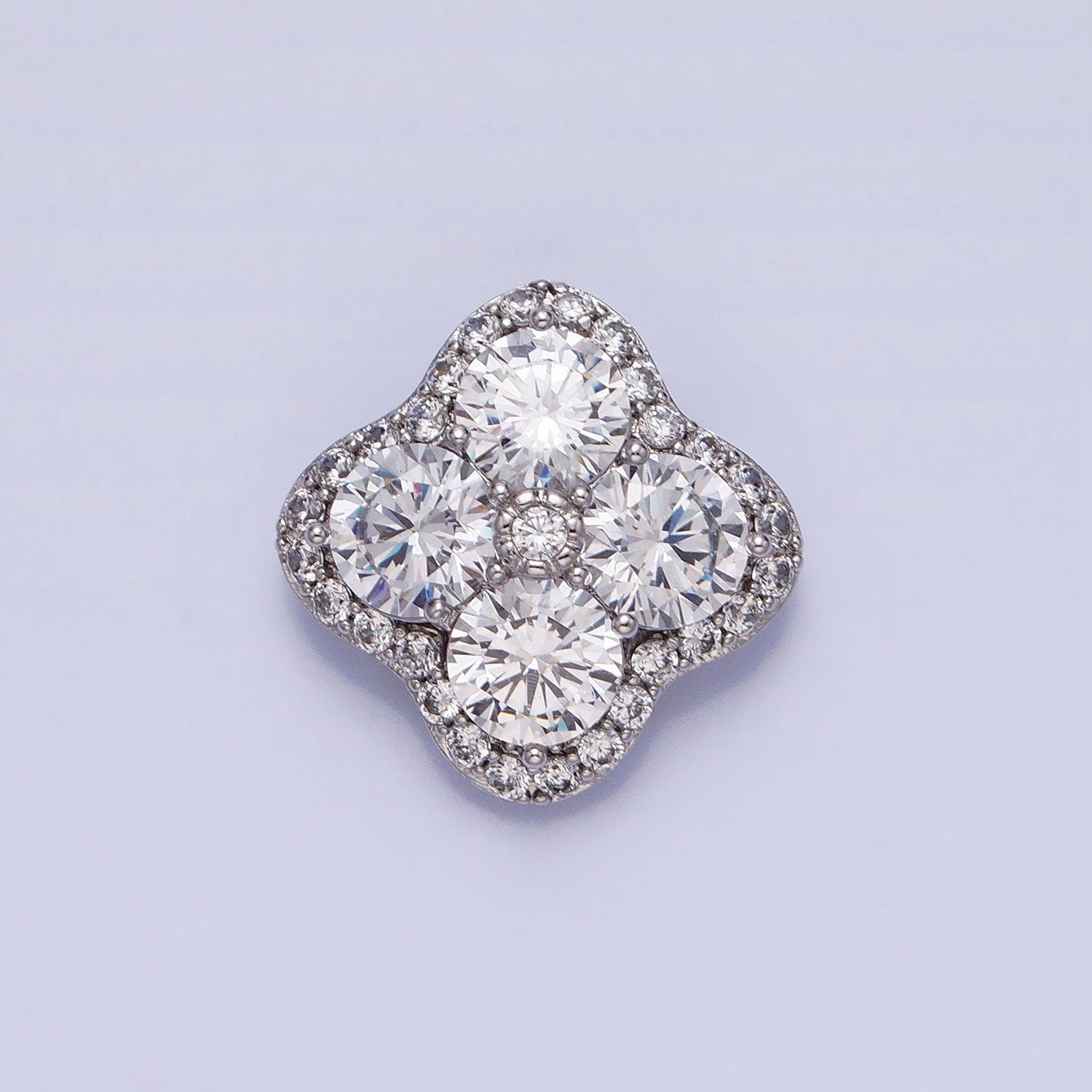 Mini Clover Charm Micro Pave Silver Four Leaf Pendant Minimalist Jewelry AA250