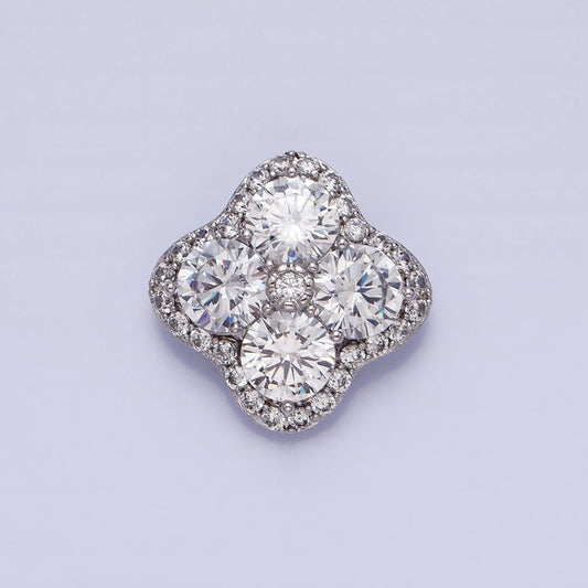 Mini Clover Charm Micro Pave Silver Four Leaf Pendant Minimalist Jewelry AA250