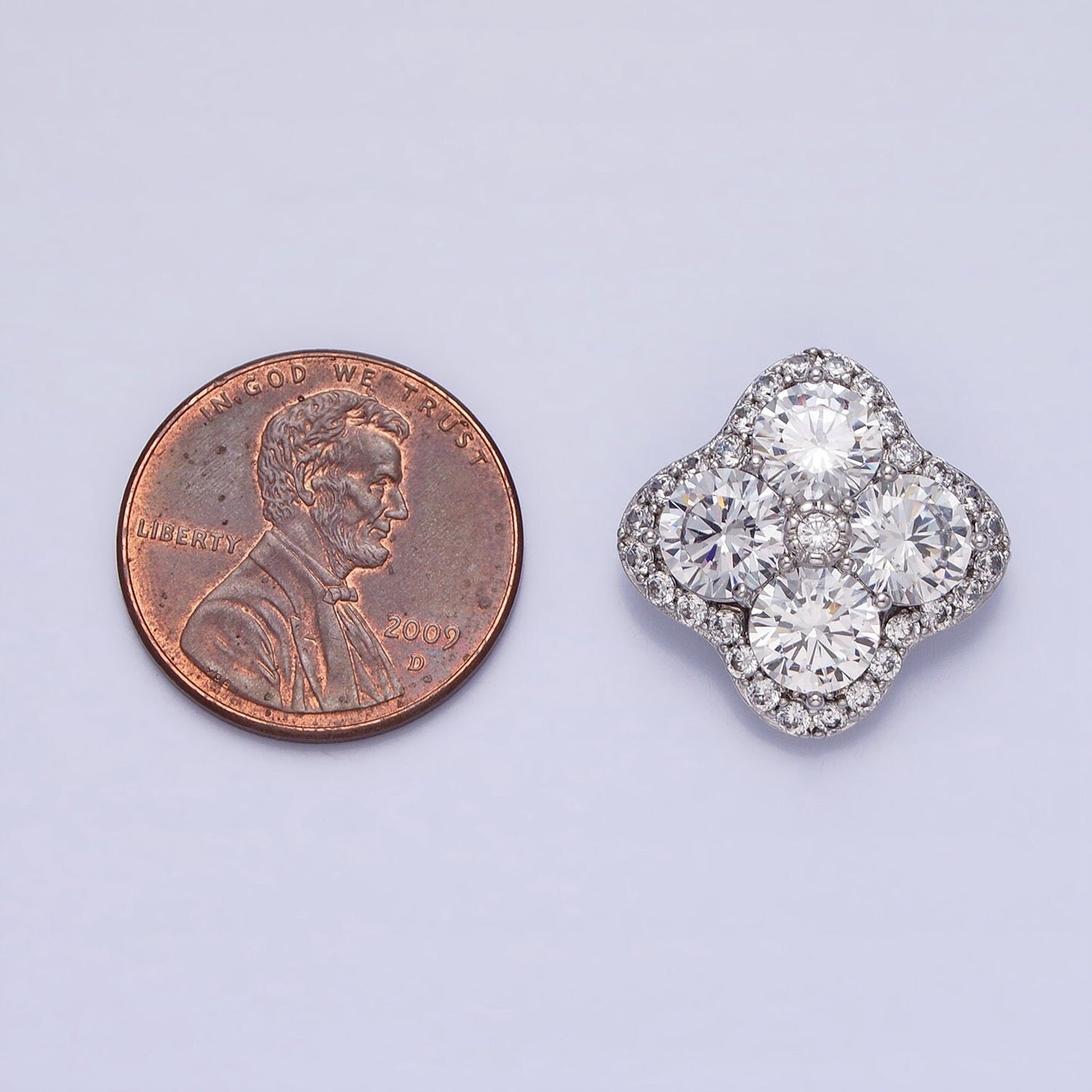 Mini Clover Charm Micro Pave Silver Four Leaf Pendant Minimalist Jewelry AA250