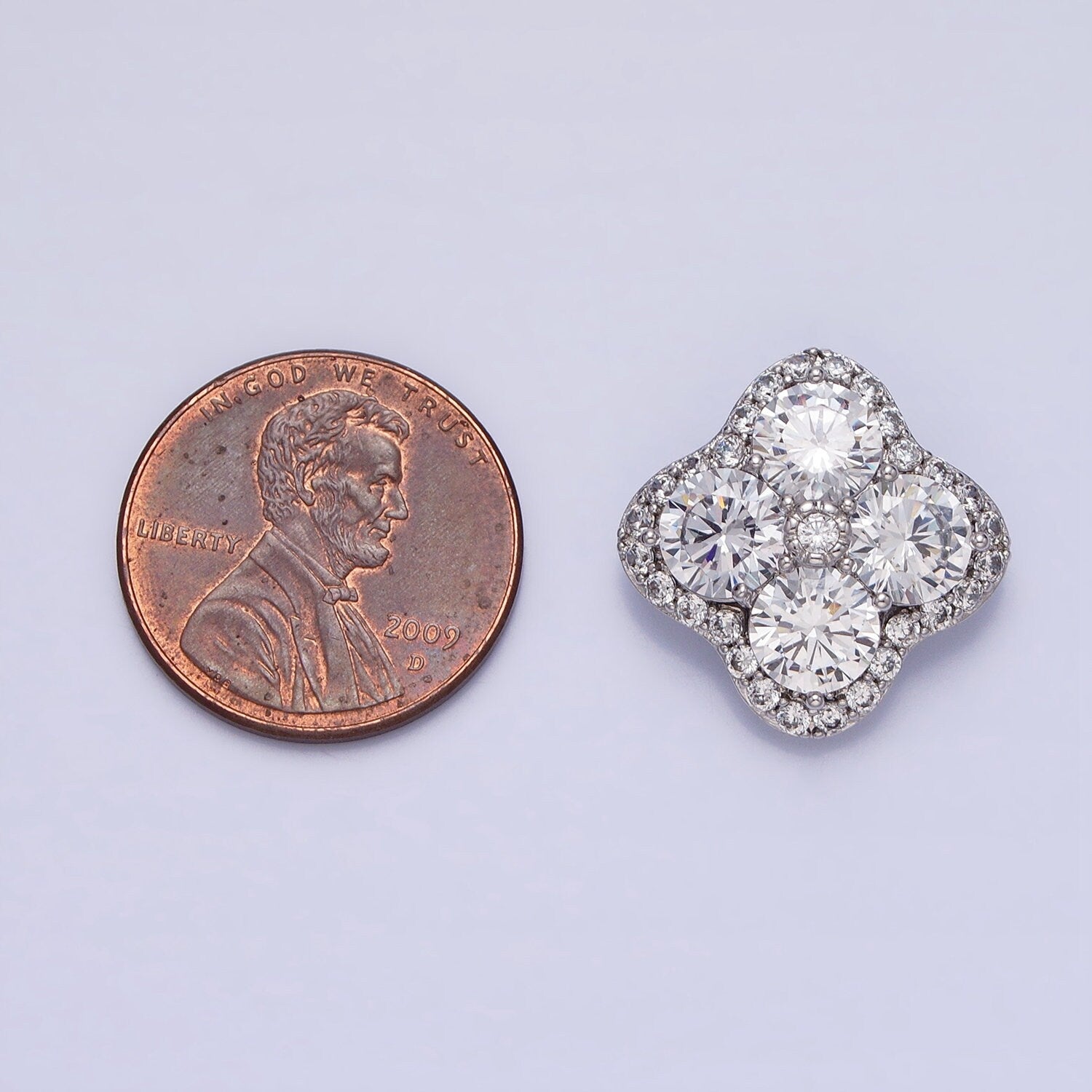 Mini Clover Charm Micro Pave Silver Four Leaf Pendant Minimalist Jewelry AA250