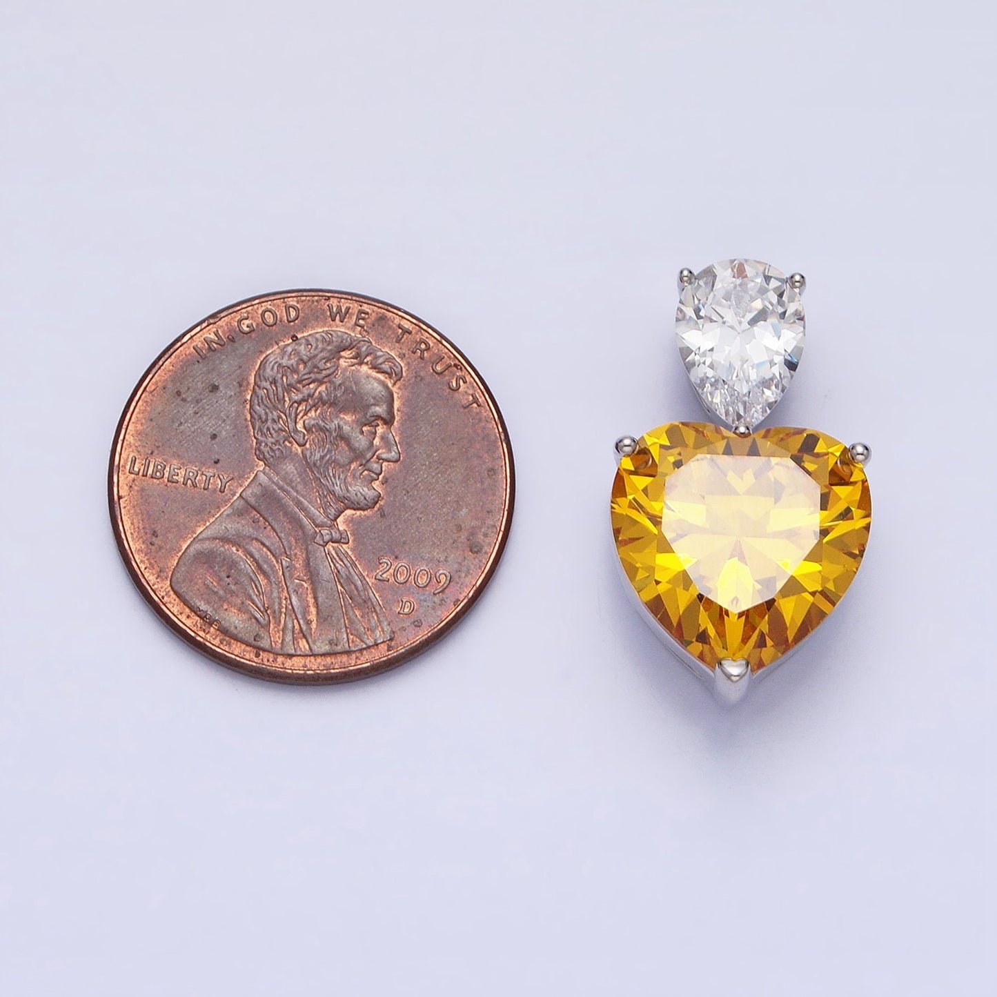 Dainty Yellow Citrine Cubic Zirconia Heart Pendant for Valentine Jewelry White Gold Filled Love Inspired Mother Day Gift AA248