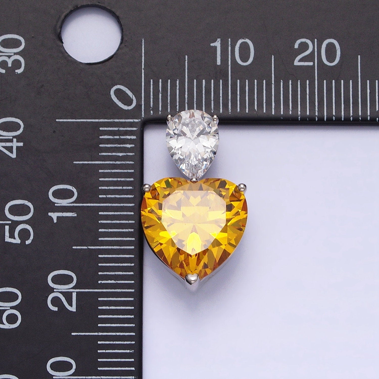 Dainty Yellow Citrine Cubic Zirconia Heart Pendant for Valentine Jewelry White Gold Filled Love Inspired Mother Day Gift AA248