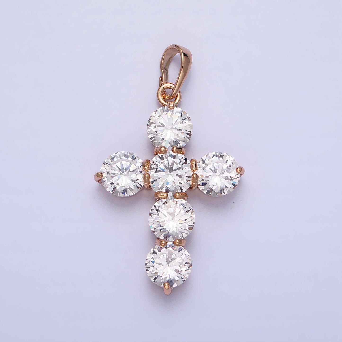 Dainty Gold Cross Cubic Pendant Necklace, 18K Gold Filled CZ Diamond Cross Charm Religious Jewelry Making AA251