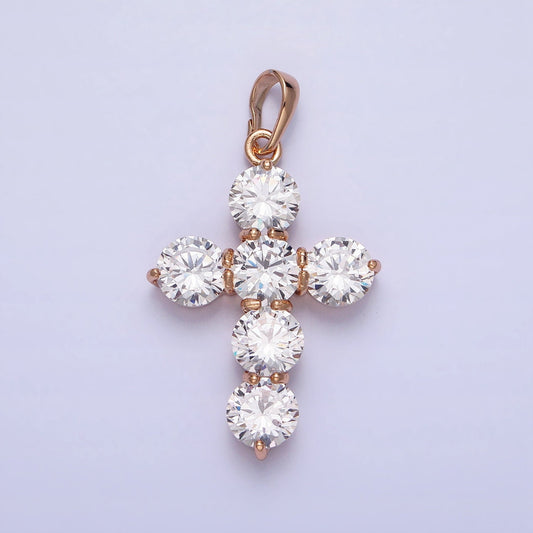Dainty Gold Cross Cubic Pendant Necklace, 18K Gold Filled CZ Diamond Cross Charm Religious Jewelry Making AA251