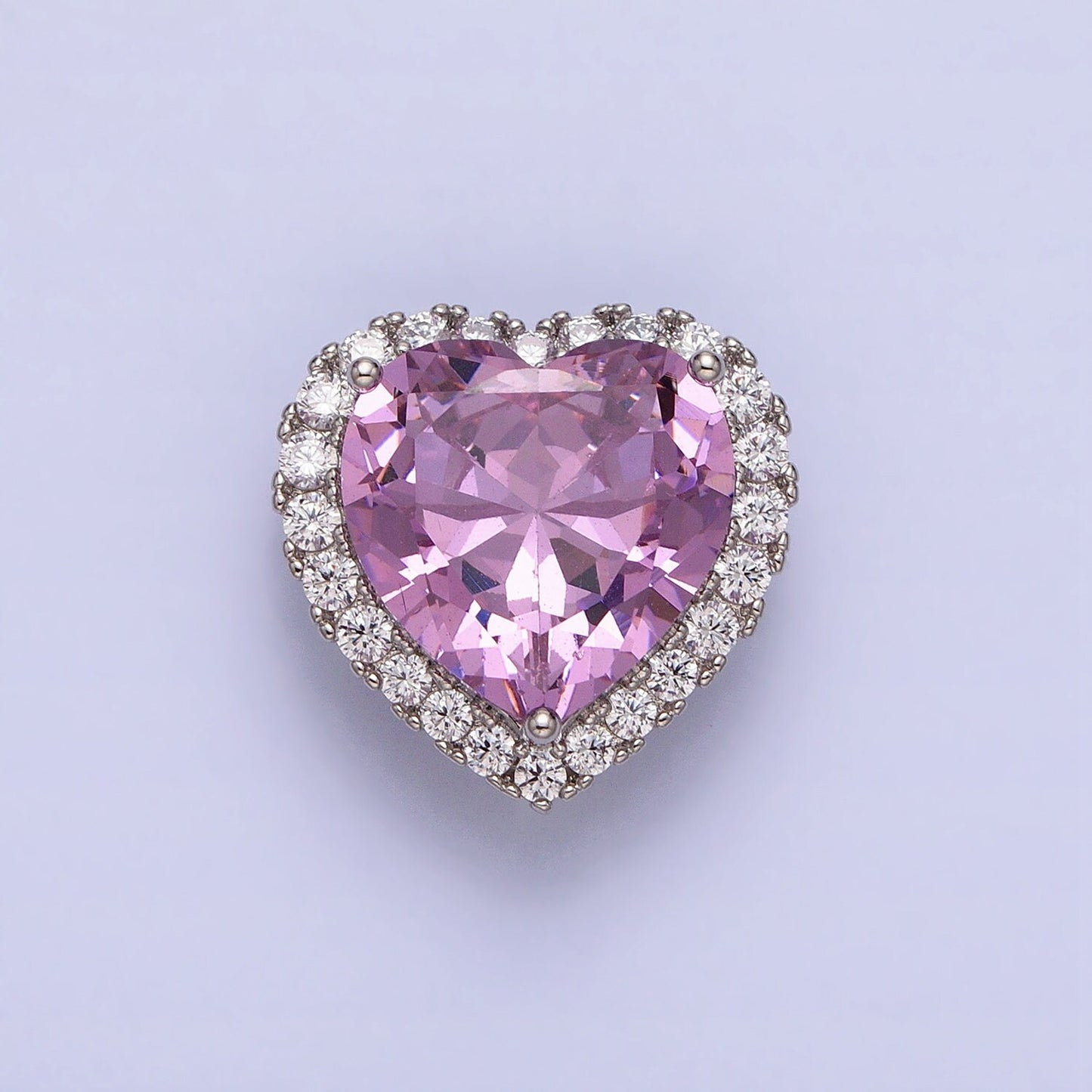 Clear, Pink, Yellow CZ Heart Shaped Spacer Beads, Micro-Pave Heart Charm for Silver Bracelet Necklace Pendants AA245 AA246 AA247