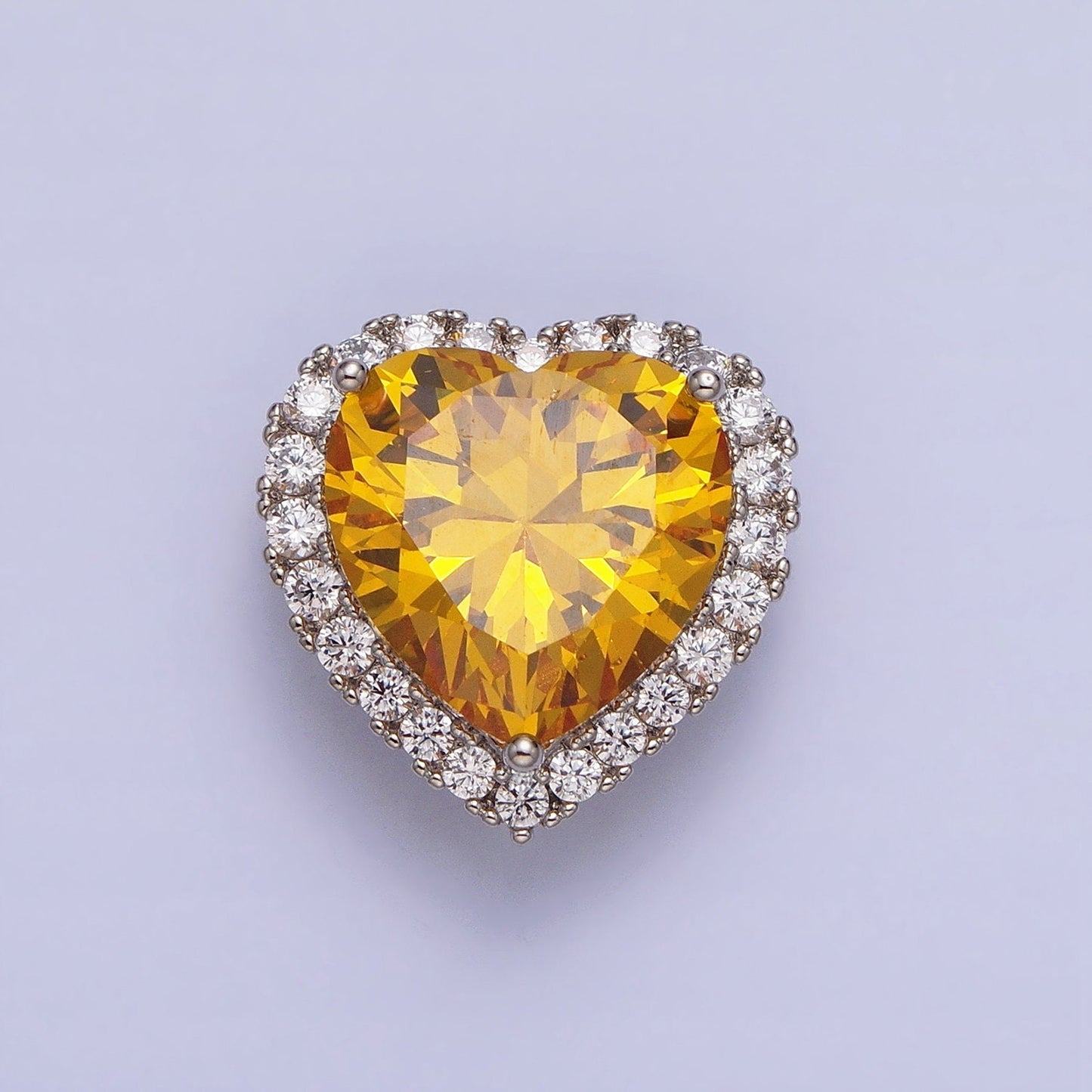 Clear, Pink, Yellow CZ Heart Shaped Spacer Beads, Micro-Pave Heart Charm for Silver Bracelet Necklace Pendants AA245 AA246 AA247