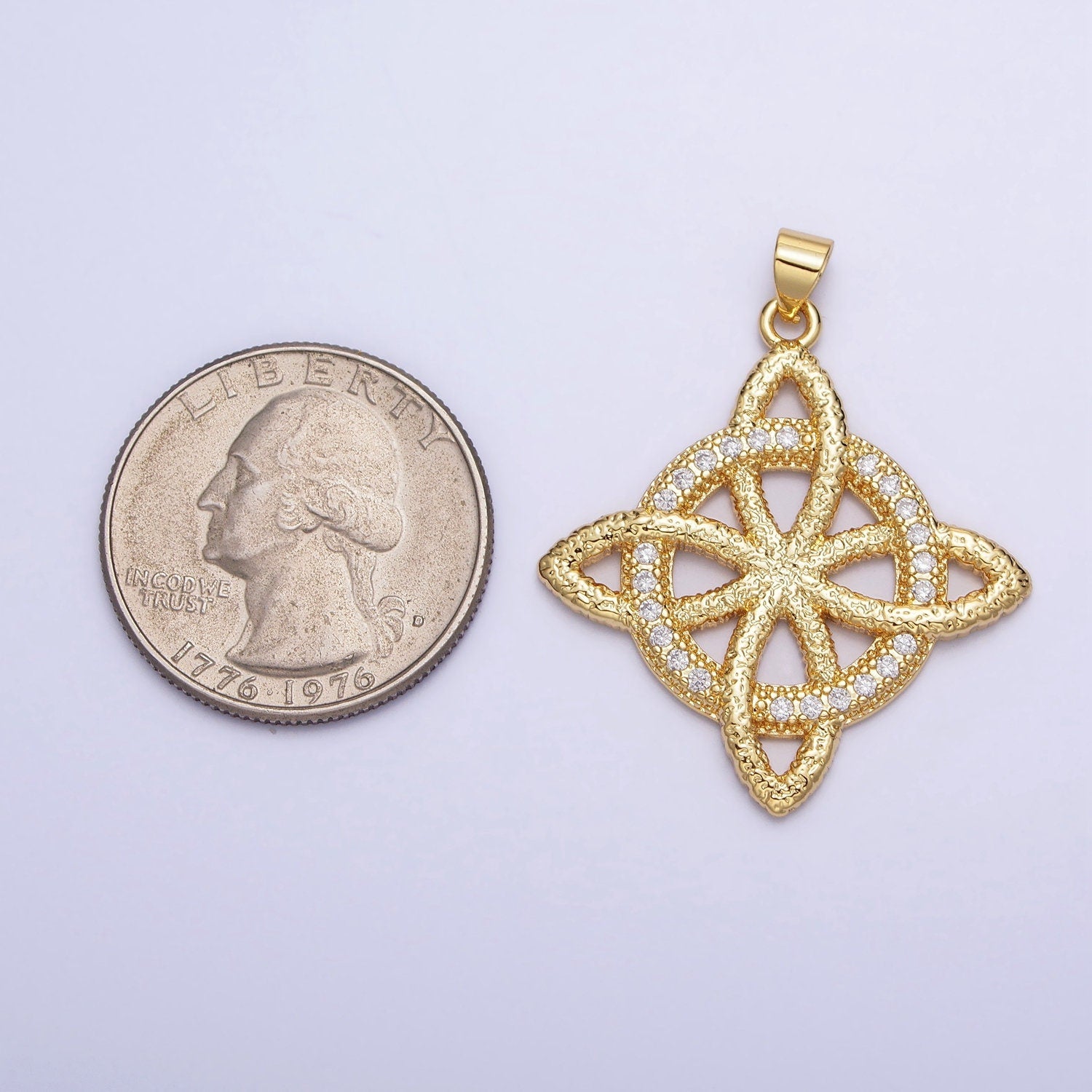 24K Gold Filled Micro Pave Celtic Eternity Knot Circle Pendant Charm for Irish Jewelry Inspired Art AA257