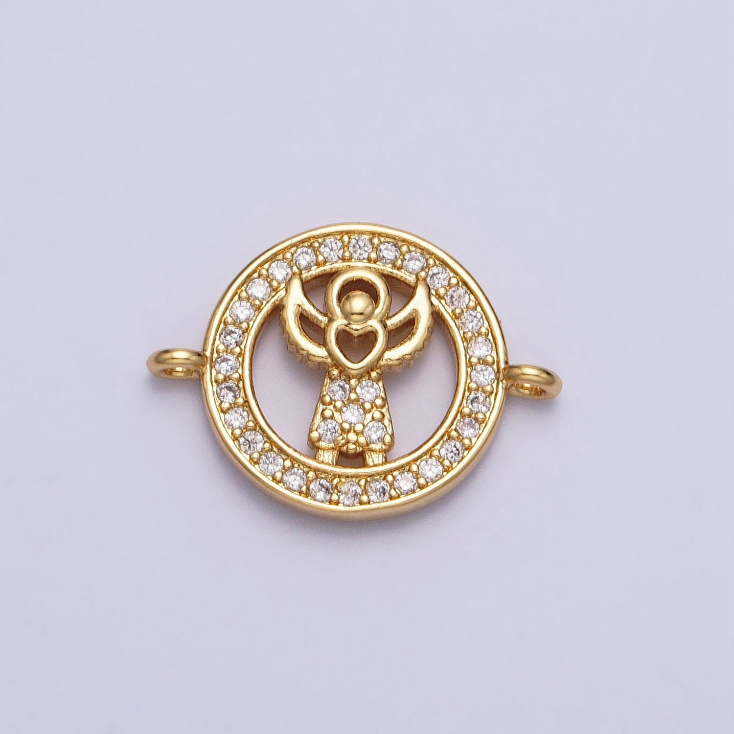 Mini Gold Angel Charm Connector Micro Pave Guardian Angel Link Connector for Bracelet Y-827