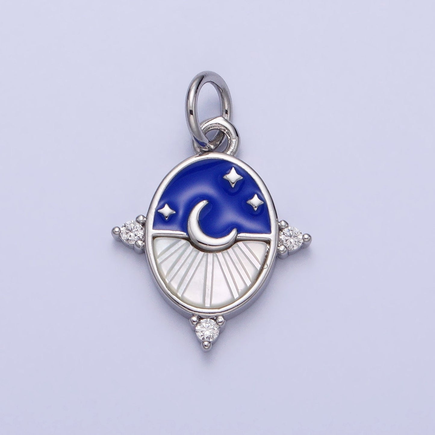 Dainty Crescent Moon Pendant Shell Pearl Moon Star Good Night Charm 24k Gold Filled Jewelry Supplies Enamel Charm AC381