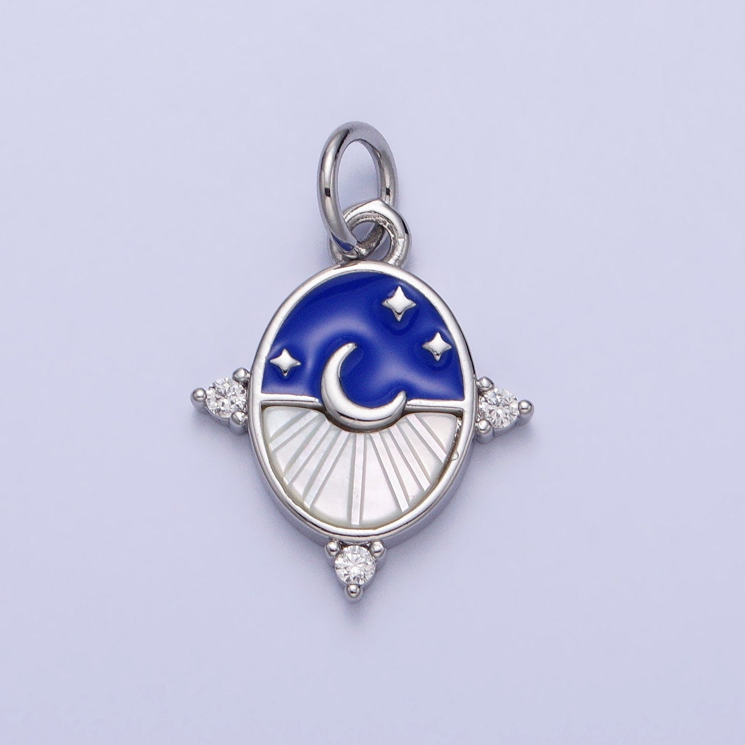 Dainty Crescent Moon Pendant Shell Pearl Moon Star Good Night Charm 24k Gold Filled Jewelry Supplies Enamel Charm AC381
