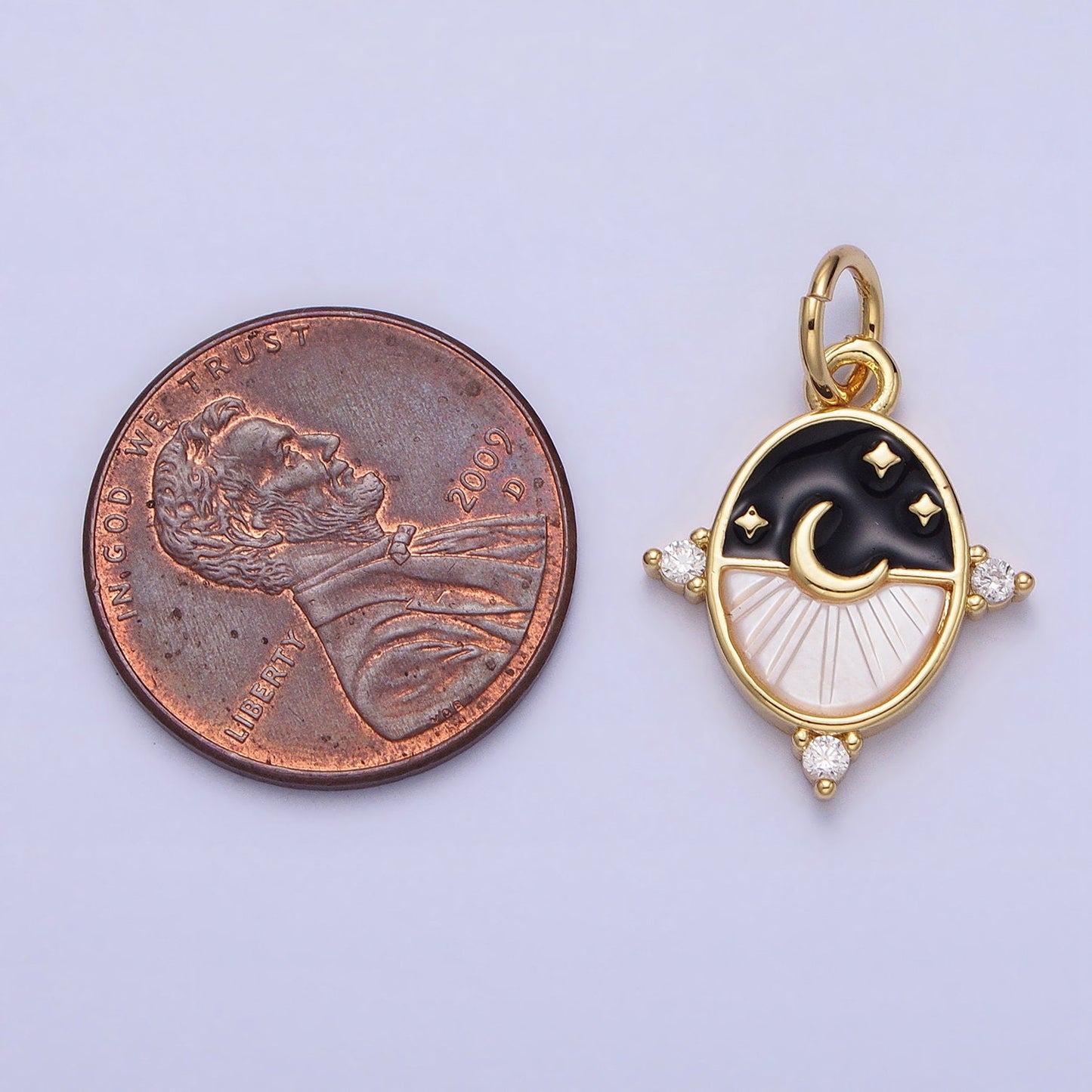 Dainty Crescent Moon Pendant Shell Pearl Moon Star Good Night Charm 24k Gold Filled Jewelry Supplies Enamel Charm AC381