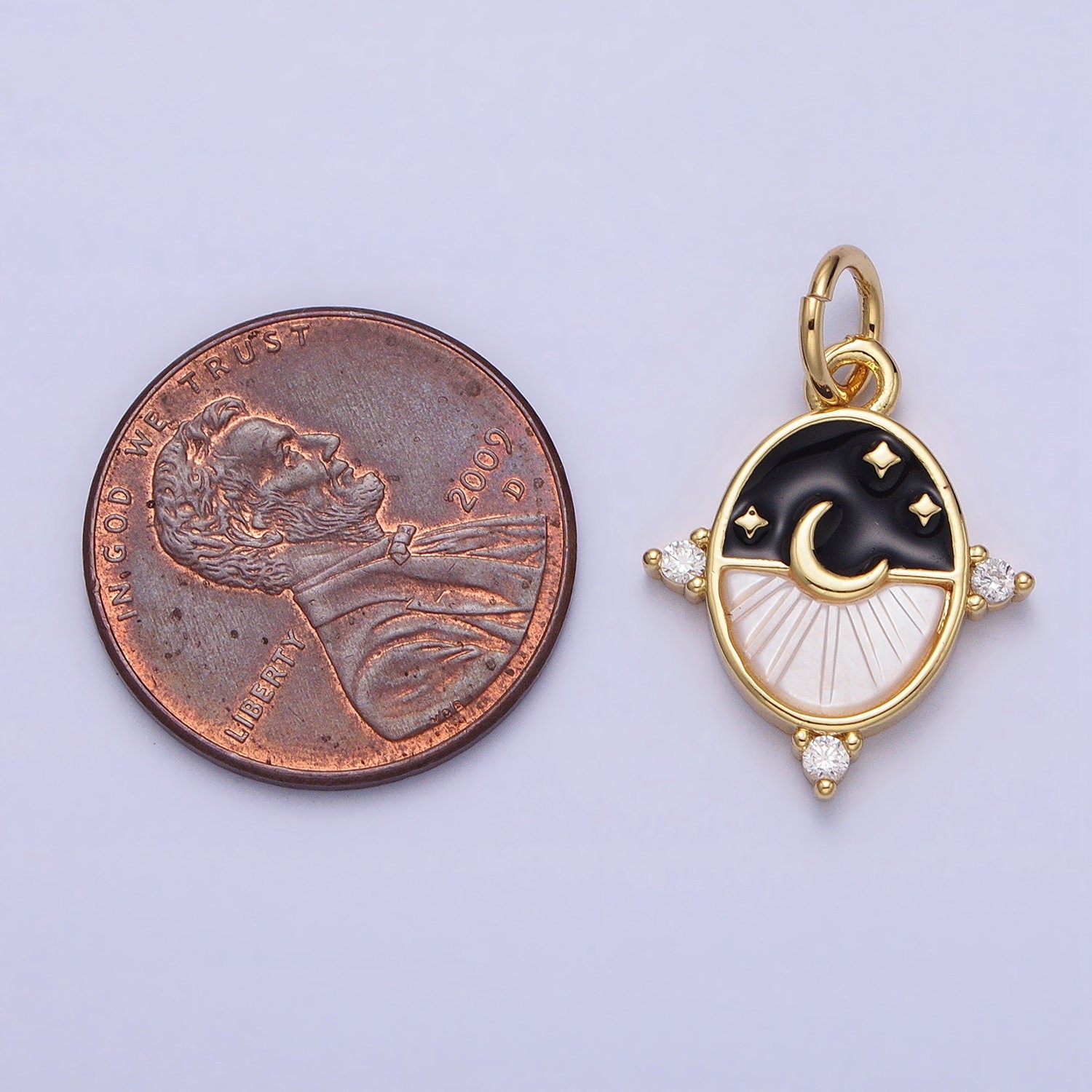 Dainty Crescent Moon Pendant Shell Pearl Moon Star Good Night Charm 24k Gold Filled Jewelry Supplies Enamel Charm AC381