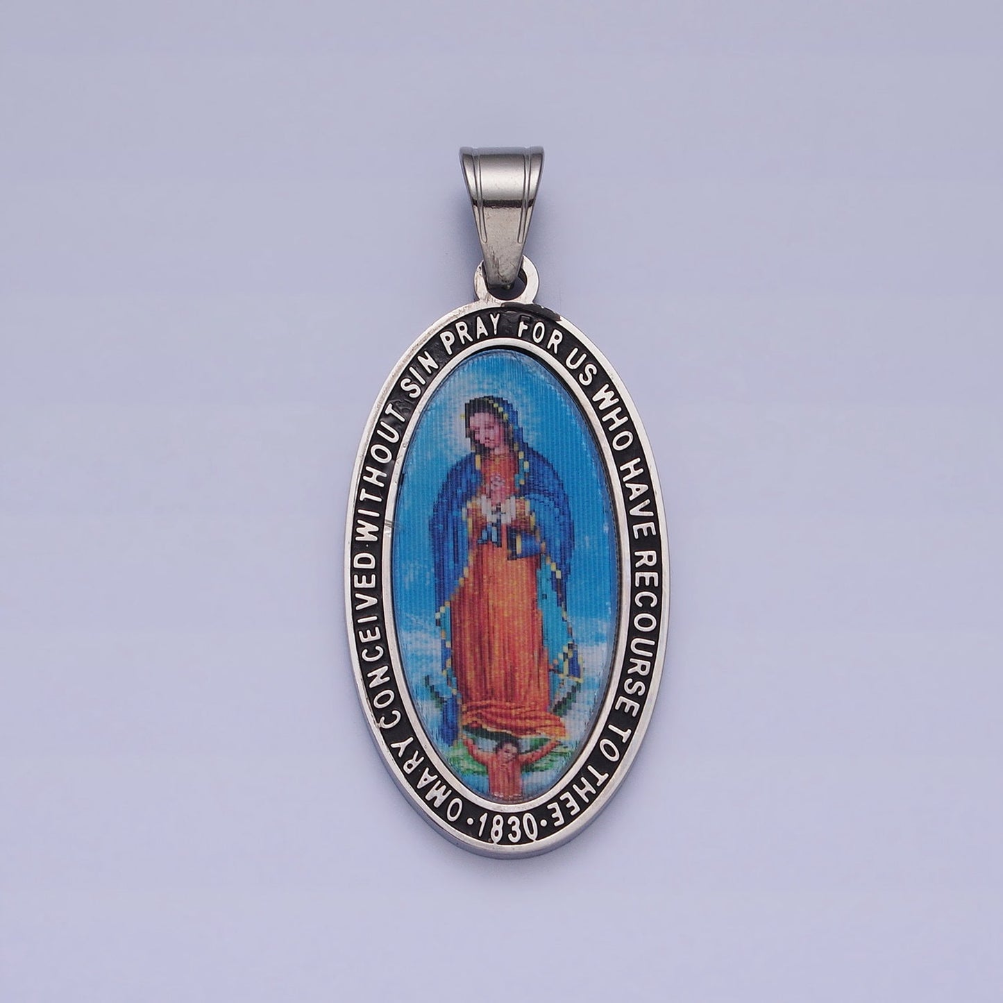 Stainless Steel Gold Our Lady of Guadalupe Gold Virgin Mary Necklace Pendant Catholic Religious Jewelry Making Supply J773