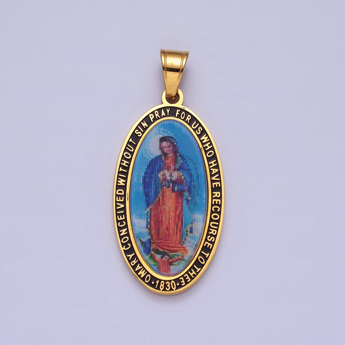 Stainless Steel Gold Our Lady of Guadalupe Gold Virgin Mary Necklace Pendant Catholic Religious Jewelry Making Supply J773