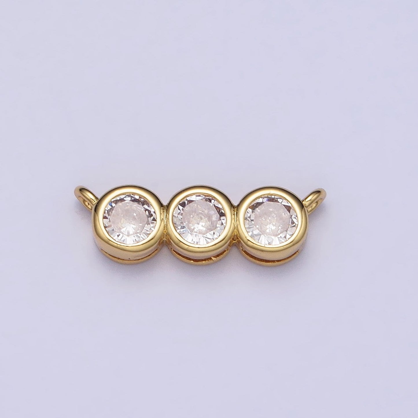 Mini Gold, Silver Clear Round Bezel Cut Cubic Zirconia 13.5mm Link Connector for Necklace Bracelet Component | Y-812