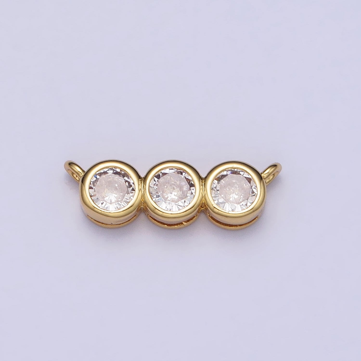 Mini Gold, Silver Clear Round Bezel Cut Cubic Zirconia 13.5mm Link Connector for Necklace Bracelet Component | Y-812