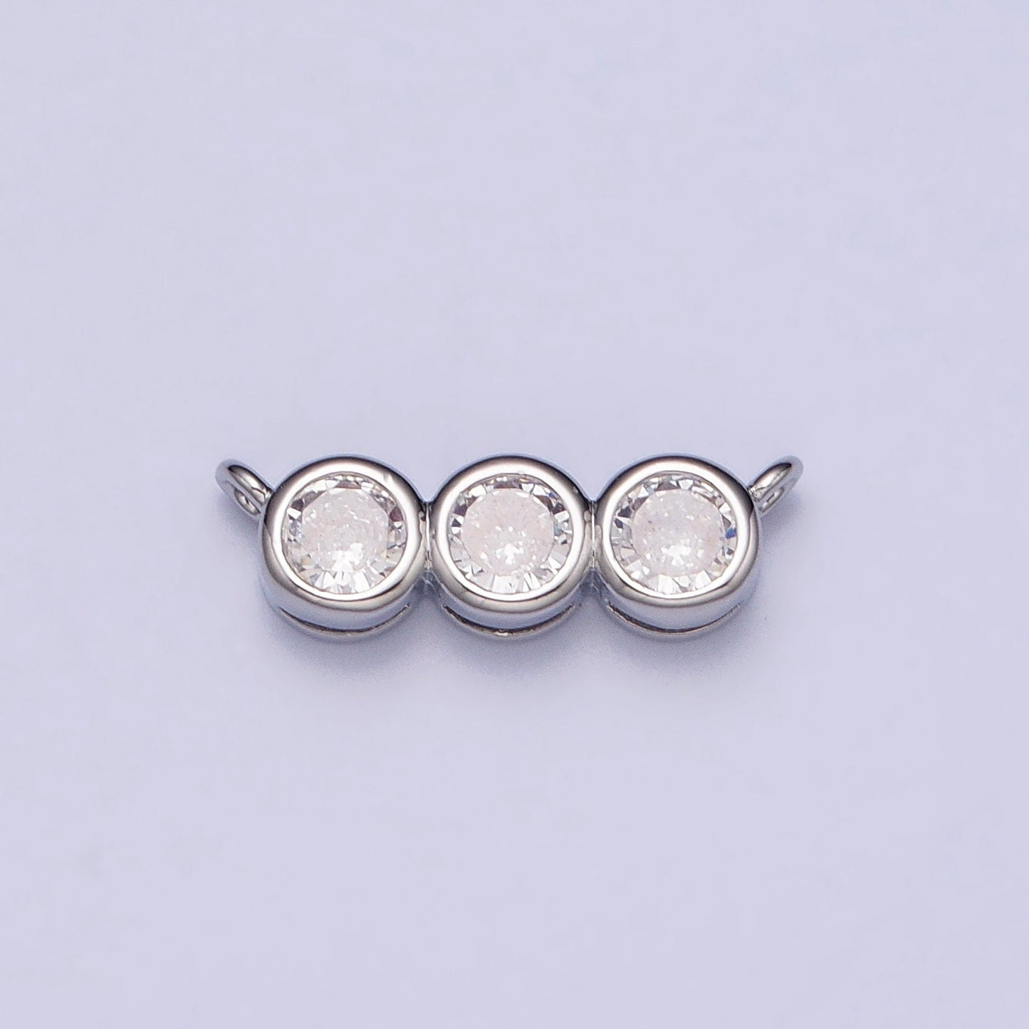 Mini Gold, Silver Clear Round Bezel Cut Cubic Zirconia 13.5mm Link Connector for Necklace Bracelet Component | Y-812