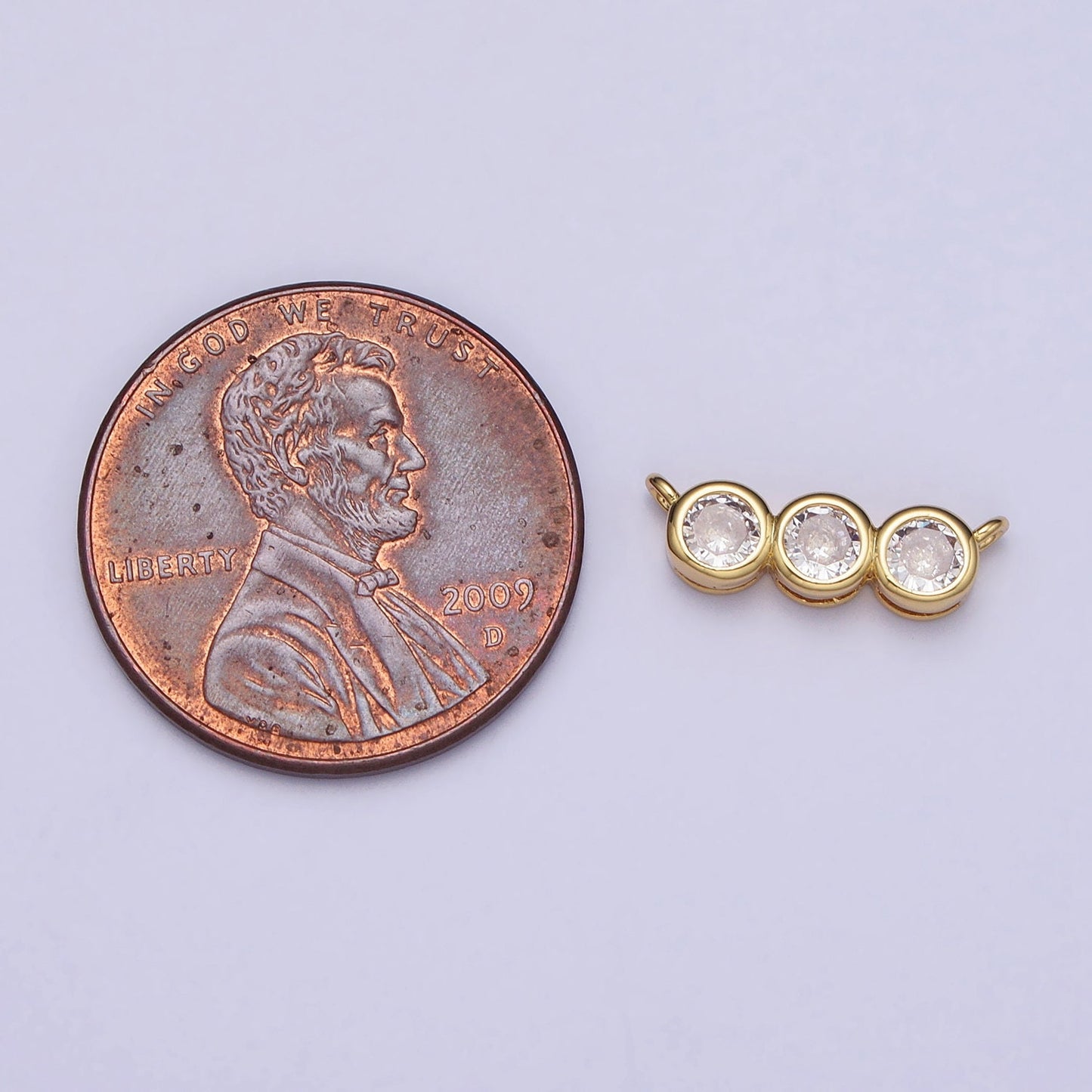 Mini Gold, Silver Clear Round Bezel Cut Cubic Zirconia 13.5mm Link Connector for Necklace Bracelet Component | Y-812