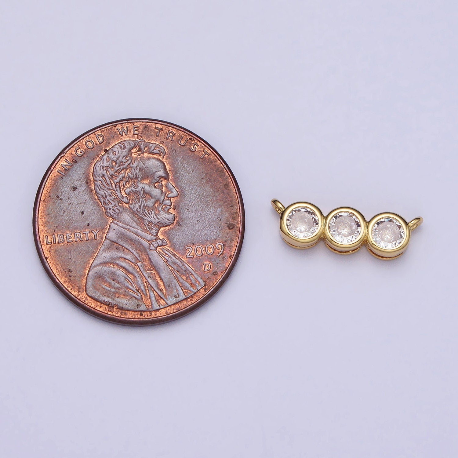 Mini Gold, Silver Clear Round Bezel Cut Cubic Zirconia 13.5mm Link Connector for Necklace Bracelet Component | Y-812