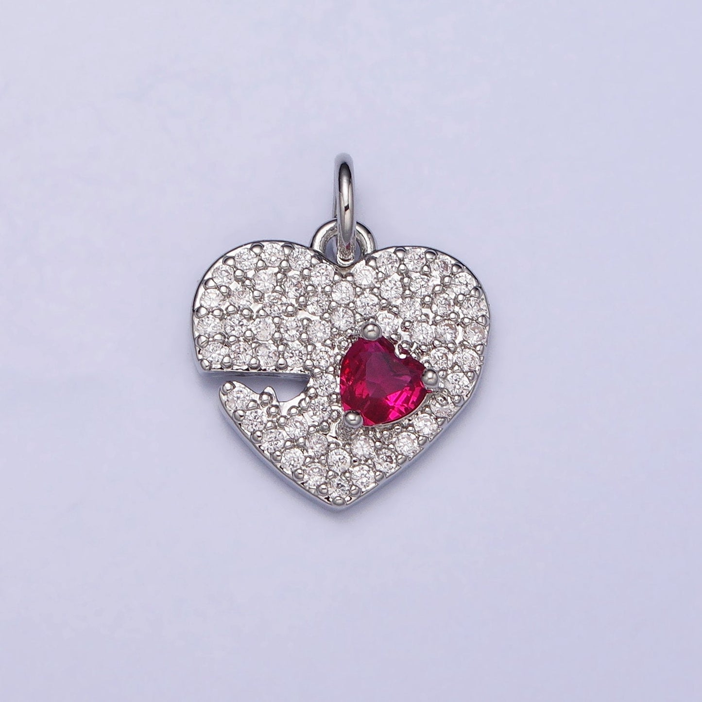 Mini Heart Pendant Fuchsia Cubic Charm, Jewelry suppliers Micro Pave Love Pendant Finding for Necklace Bracelet Supply AC666