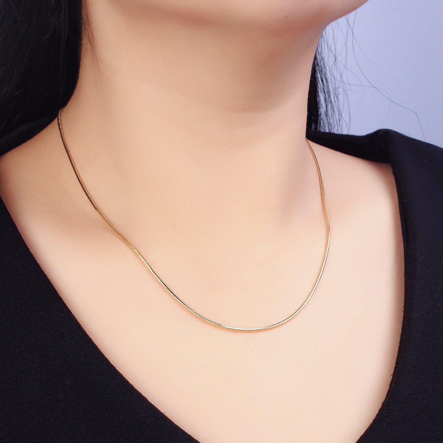 Dainty Herringbone Chain Necklace - 1.3mm 14k Gold Filled Snake Chain - 18 inches Layering Necklace Ready To Wear w/ Lobster Clasp WA1639